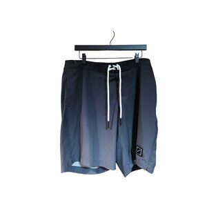 American Eagle Mens Board Shorts Swim Trunks L Black & Gray Elastic Waist With D